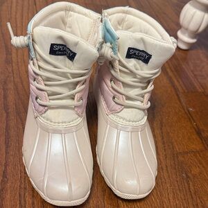 Sperry Kids' Cream and Pink Duck Boots